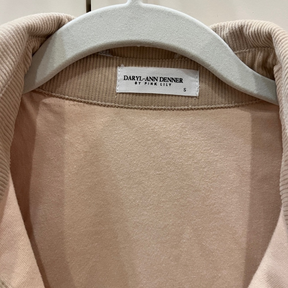 Cream Button-Up Shacket, Size Small - Picture 6 of 6